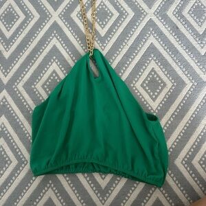 Green Halter Top with Gold Chain